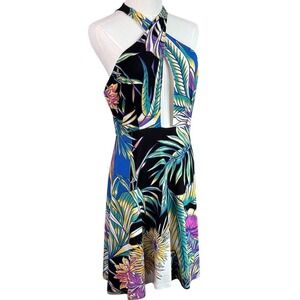 Mara Hoffman New Size L Viva Cross Front Dress Blue Multi Floral Halter